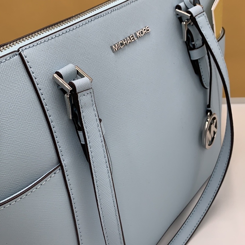 MICHAEL KORS CHARLOTTE LARGE TOP ZIP TOTE VISTA BLUE COLOR - Picture 14 of 16